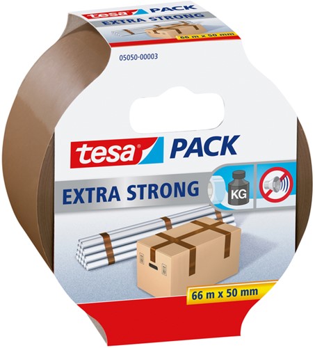 Verpakkingstape Tesa 05050 extra strong 50mmx66m bruin