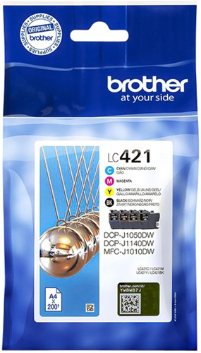 Inktcartridge Brother LC-421 zwart + 3 kleuren