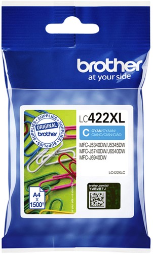 Inktcartridge Brother LC-422XLC blauw