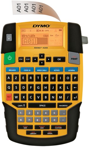Labelprinter Dymo Rhino 4200 industrieel azerty 19mm geel in koffer-2