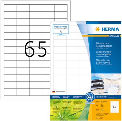 Etiket HERMA recycling 10725 38.1x21.2mm 5200stuks wit