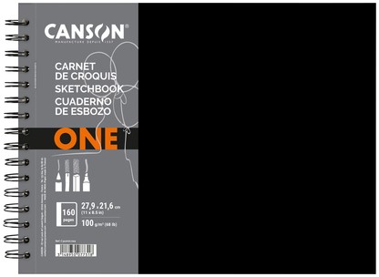 Tekenboek Canson One Art Book 80 witte vellen 100gr 279x216mm zwart