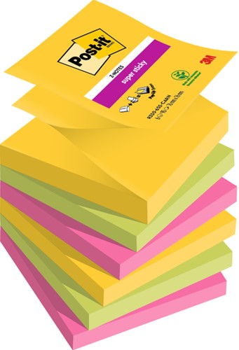 Memoblok Post-it 3M Z-Note R330 Super Sticky 76x76mm Carnival 6 stuks