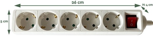 Stekkerdoos BRASQ  5 voudig 3 meter wit-2