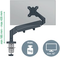 Monitorarm Leitz Ergo ruimtebesparend enkel donkergrijs-2