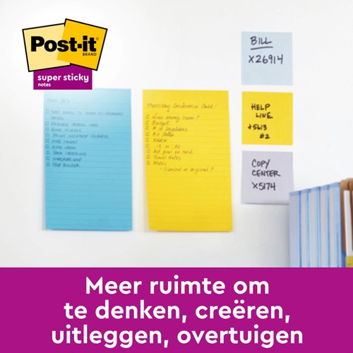Memoblok Post-it 6445 Super Sticky 152x101mm assorti 4 stuks-3