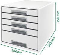Ladenblok Leitz WOW CUBE A4 maxi 5 laden wit/grijs-3