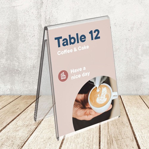 Tafelnaambord Europel V-standaard 70 x100mm acryl-2