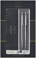Balpen en vulpotlood Parker Jotter stainless steel CT medium 2 stuks