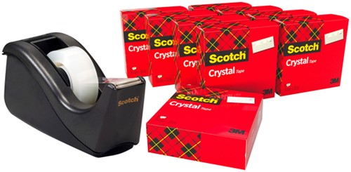 Plakband Scotch Crystal 600 19mmx33m transparant + gratis C60 houder