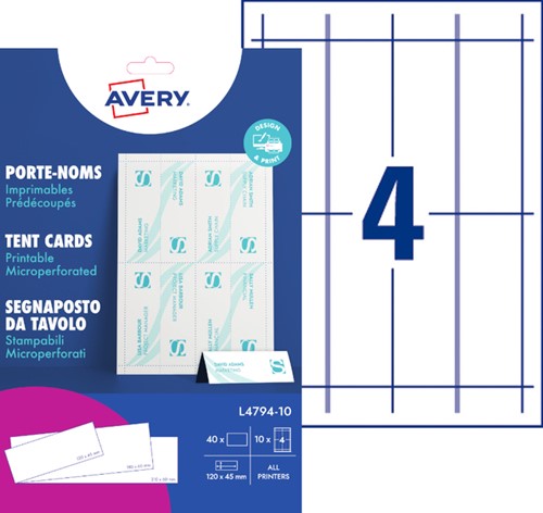 Tafelnaambord Avery L4794-10 120x45mm wit 10 stuks-2