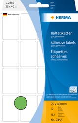 Etiket HERMA 2455 25x40mm groen 512 stuks