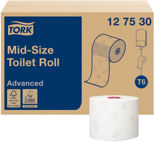 Toiletpapier Tork T6 Advanced 2-laags 100m wit 127530