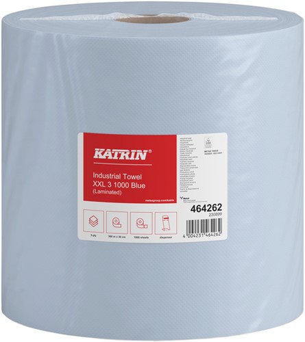 Poetspapier Katrin Industrial extra groot 3-laags 1000 vel blauw 464262