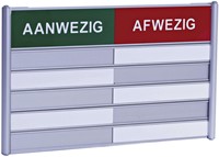 Aan- afwezigheidsbord voor 5 namen