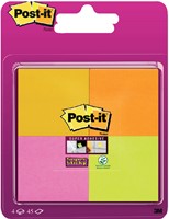 Memoblok Post-it 6910 Super Sticky 51x51mm assorti 4 stuks