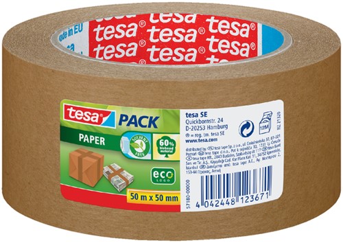 Verpakkingstape Tesa 50mmx50m eco papier